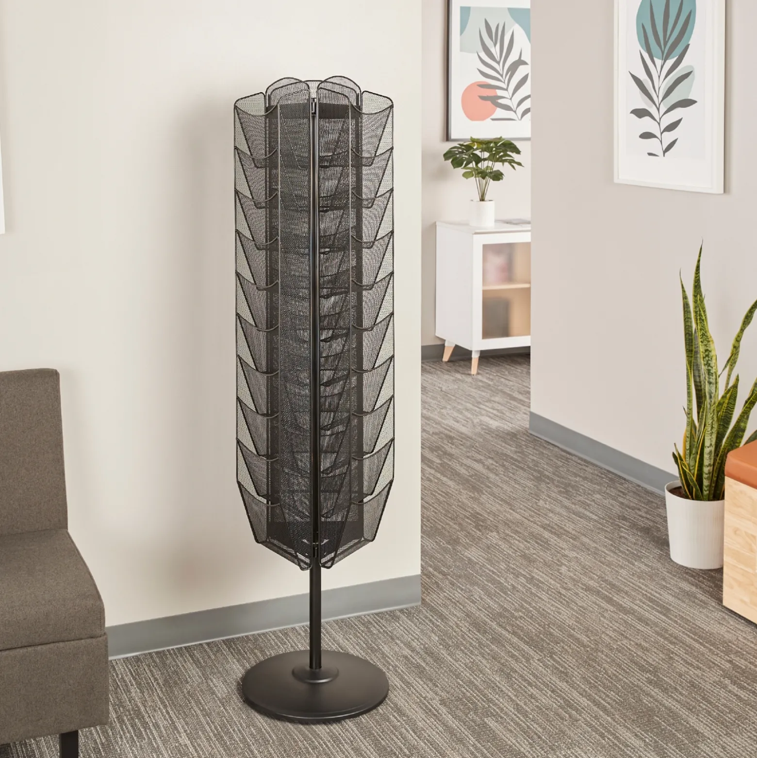 Onyx Rotating Magazine Stand with 30 Pockets