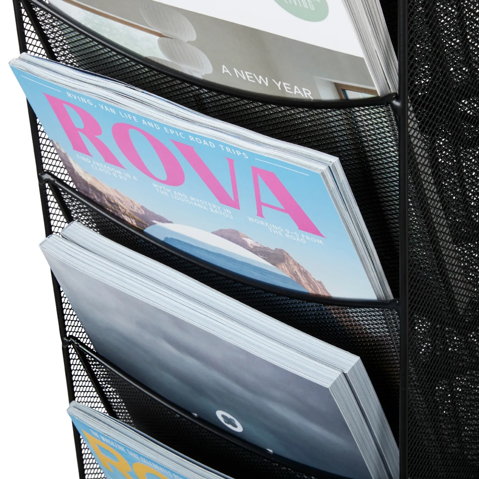 Onyx Rotating Magazine Stand with 30 Pockets
