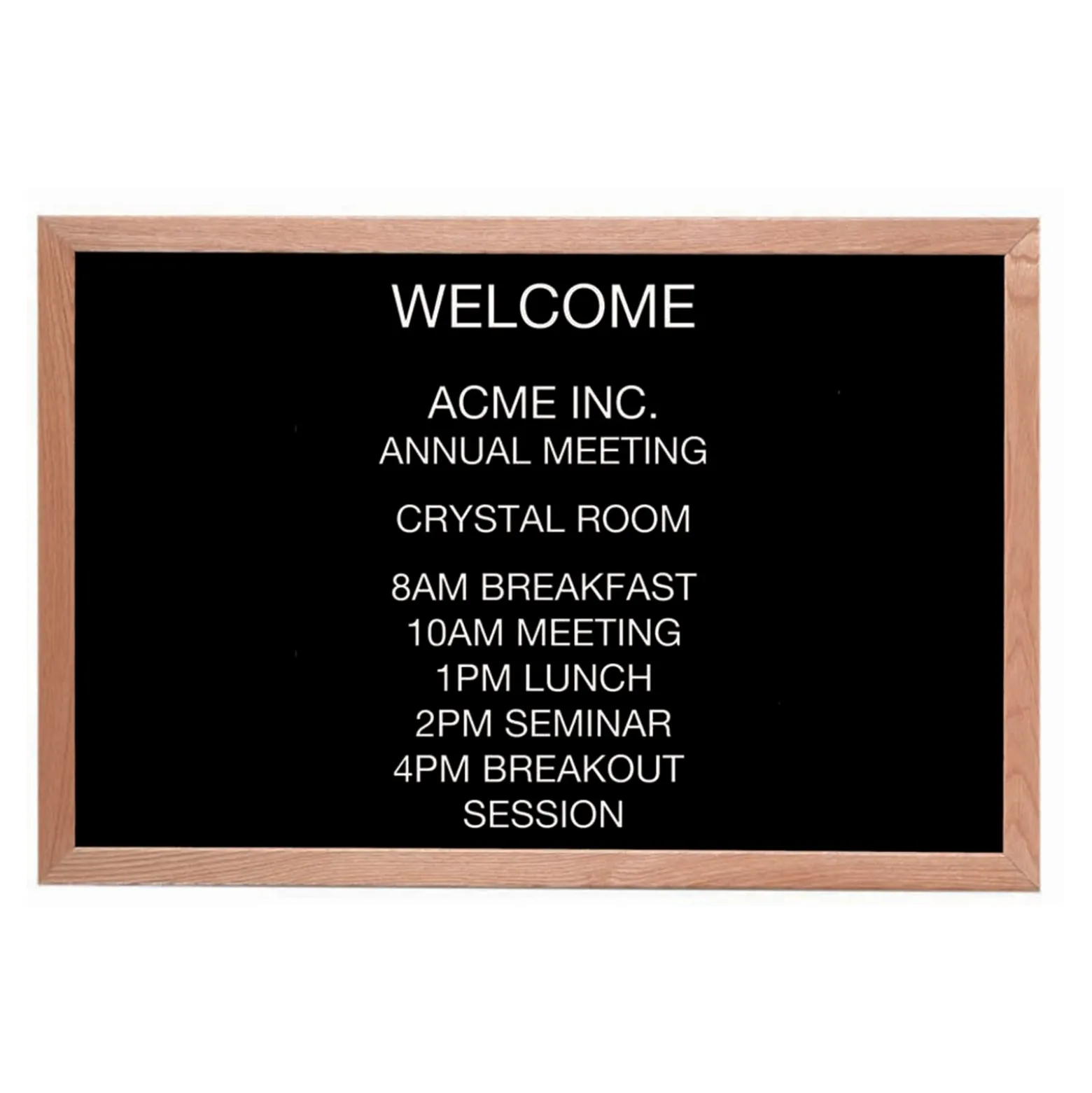 Open Faced Oak Wood Frame Letter Board 36"Wx24"H