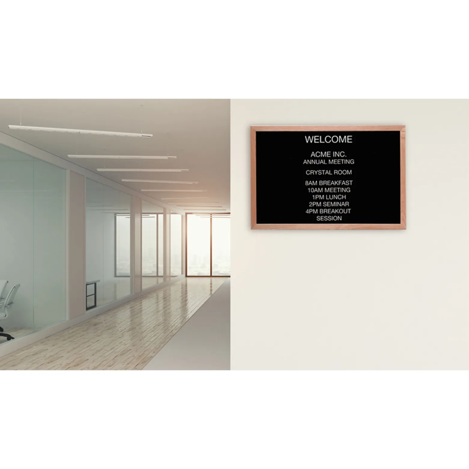 Open Faced Oak Wood Frame Letter Board 30"Wx24"H