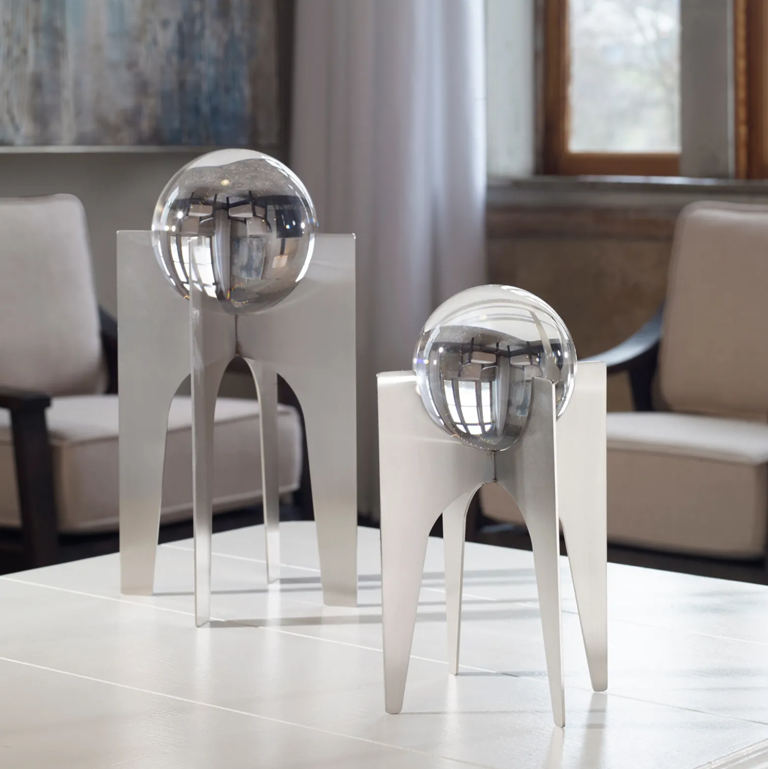 Orb Sculptures, Set of Two
