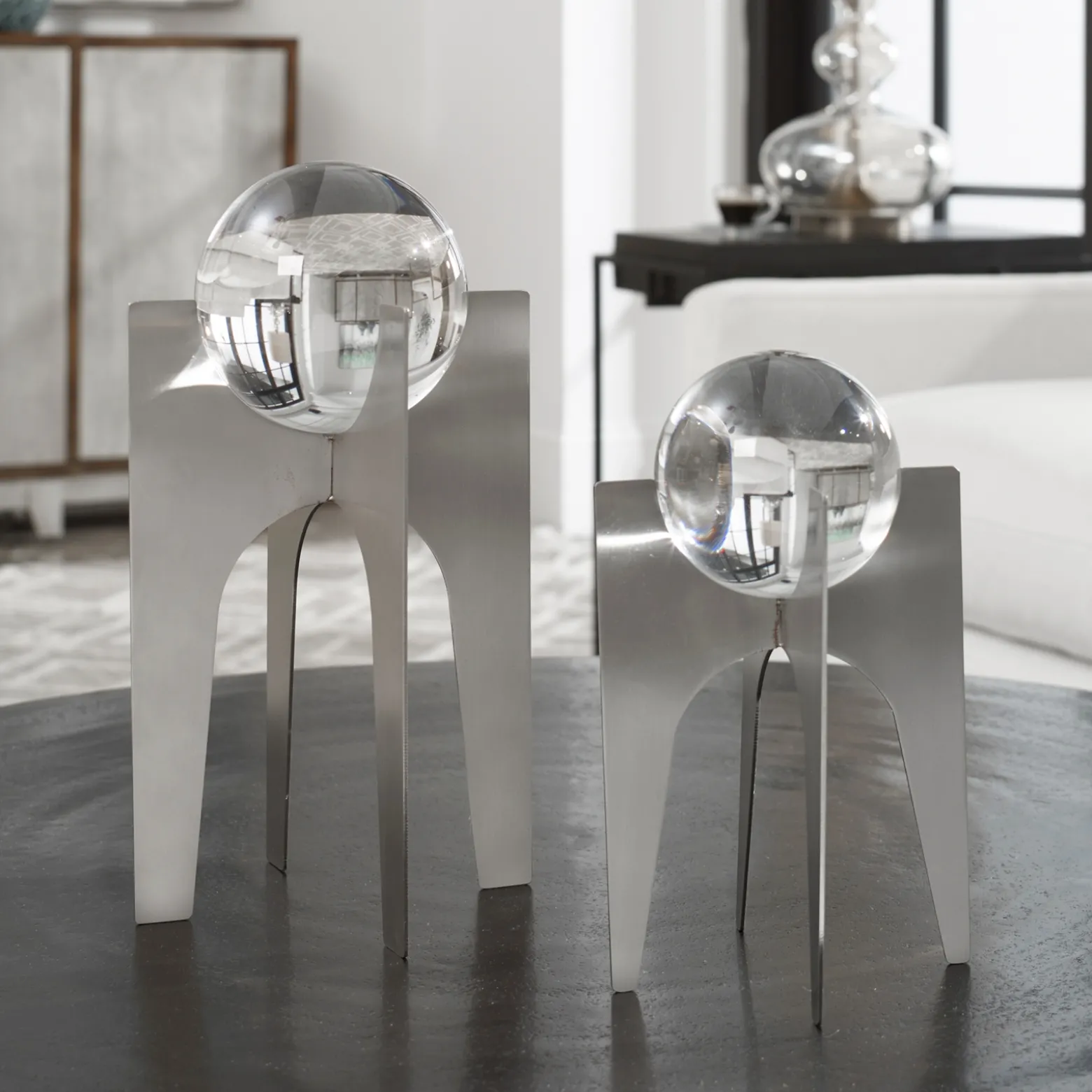 Orb Sculptures, Set of Two