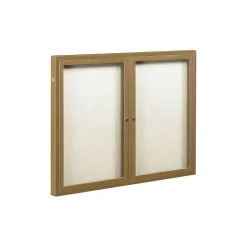 Outdoor Enclosed Bulletin Board w/Aluminum Wood Look Finish - 48"W x 36"H