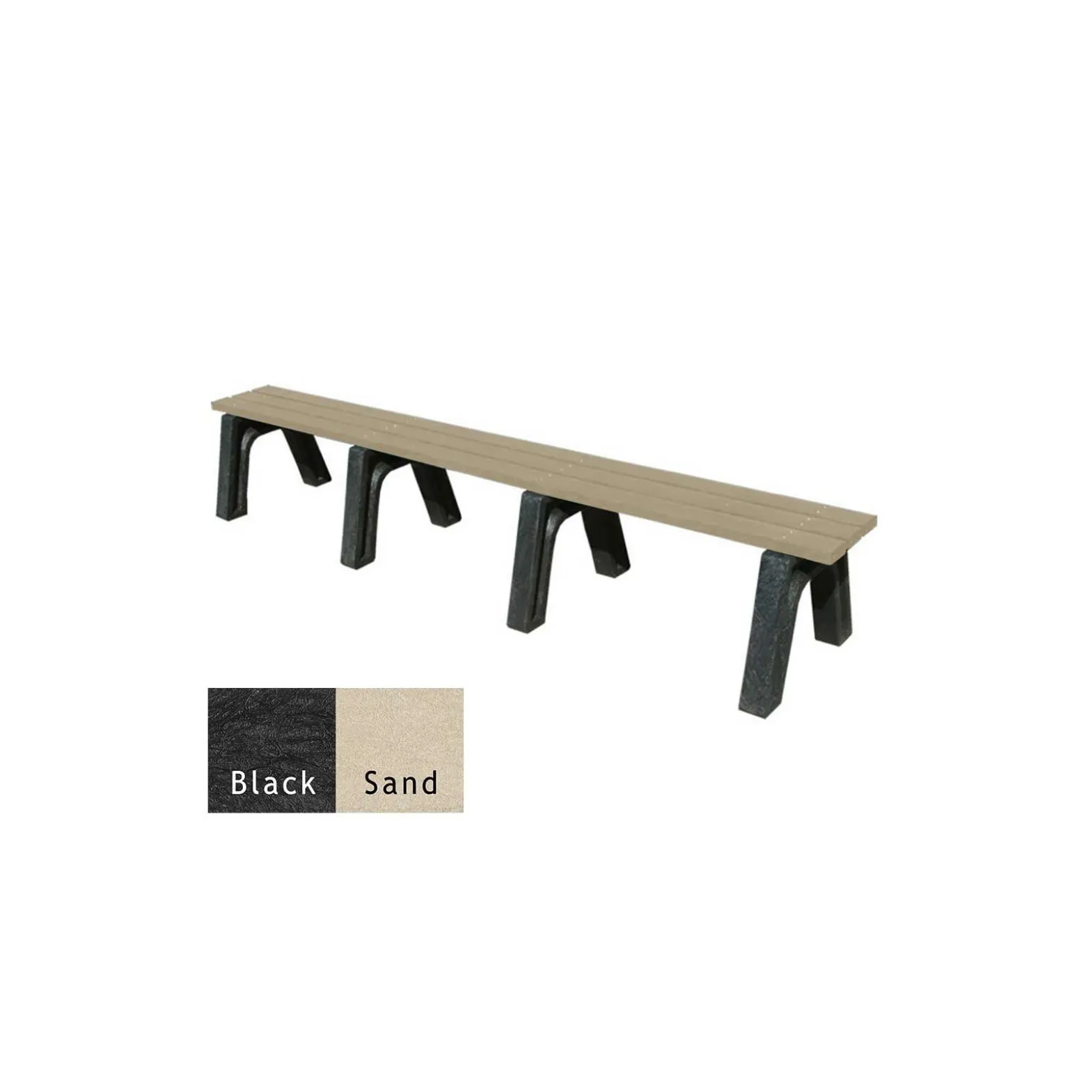 Outdoor Recycled Plastic Flat Economy Bench 8'