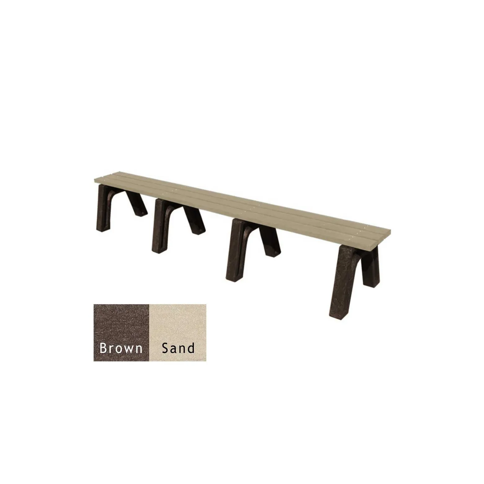Outdoor Recycled Plastic Flat Economy Bench 8'