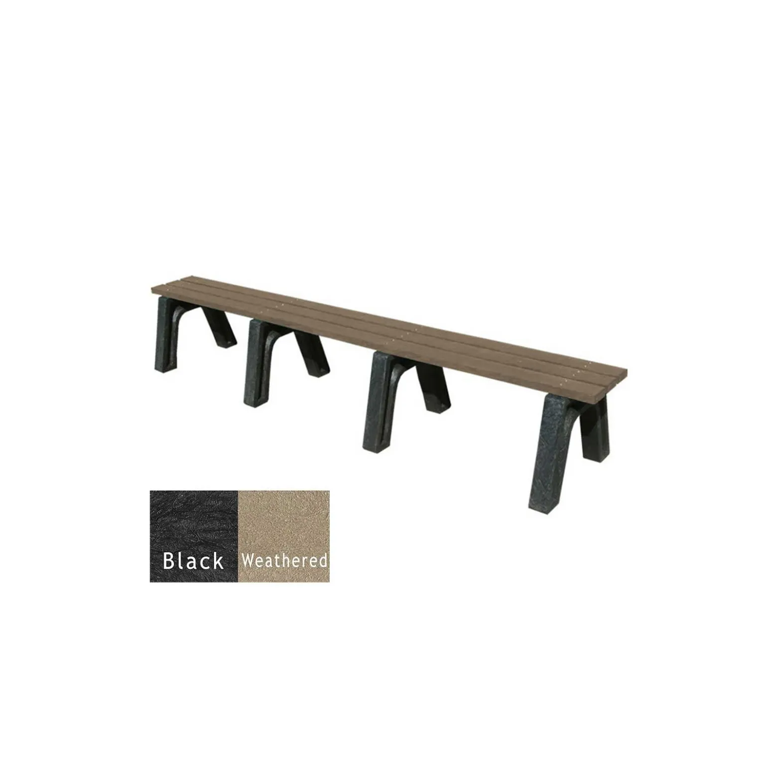 Outdoor Recycled Plastic Flat Economy Bench 8'