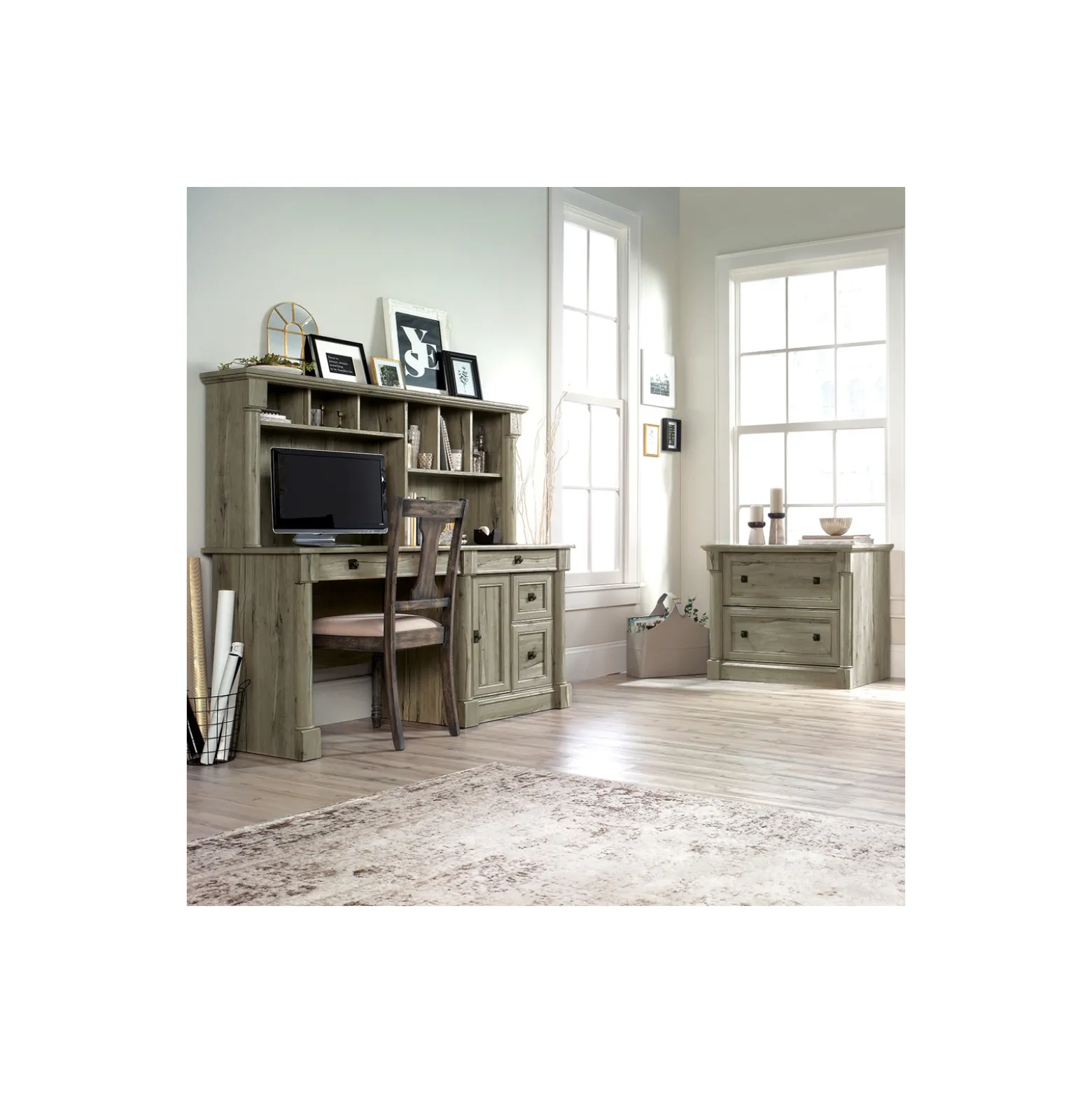 Palladia Computer Desk and File Set