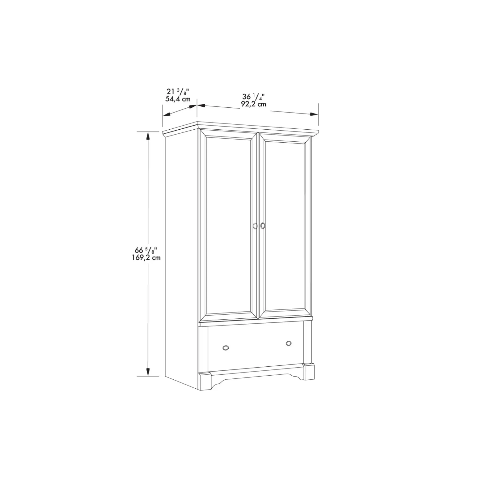 Palladia Double Door Wardrobe Cabinet - 66"H