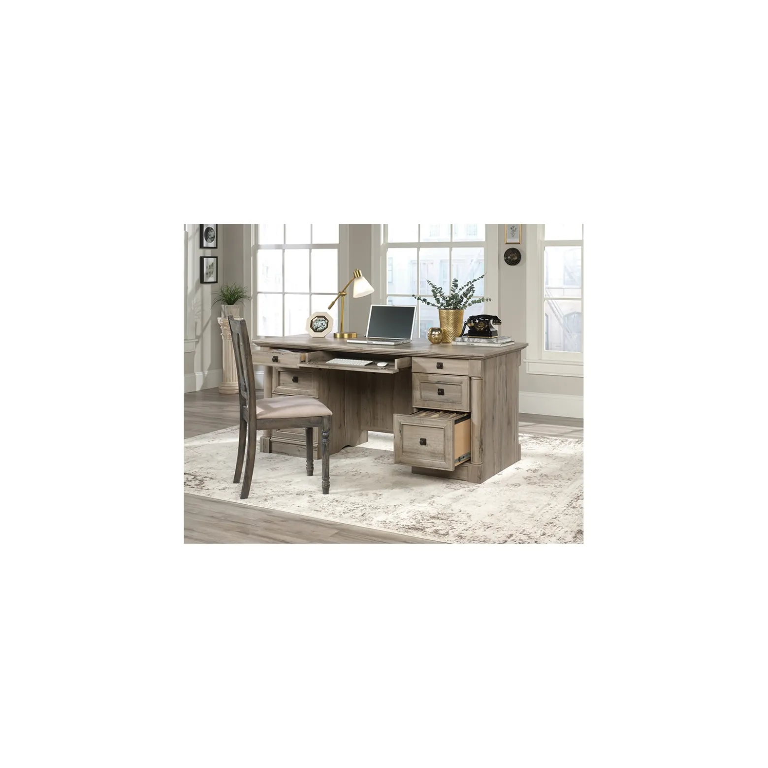 Palladia Double Pedestal Office Desk - 65"W