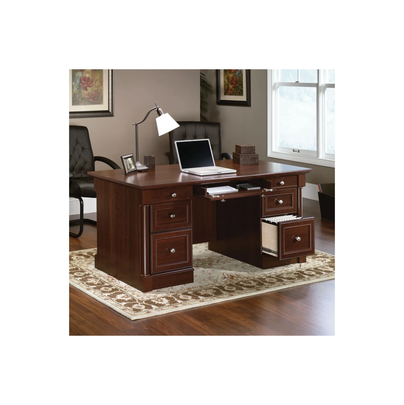 Palladia Double Pedestal Office Desk - 65"W