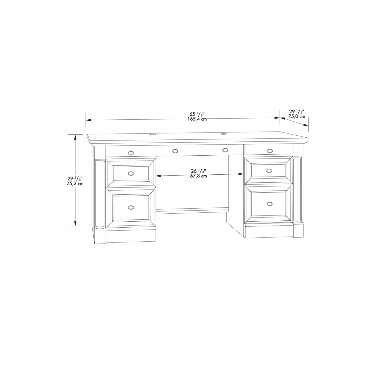 Palladia Double Pedestal Office Desk - 65"W
