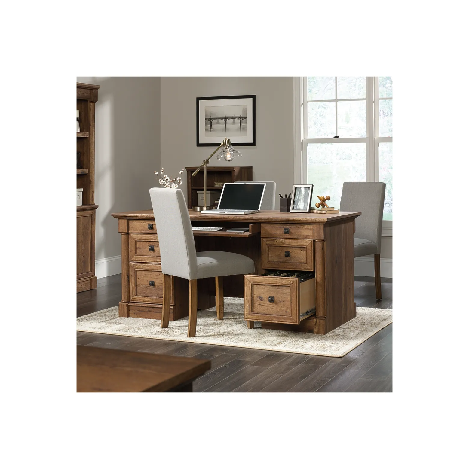 Palladia Double Pedestal Office Desk - 65"W