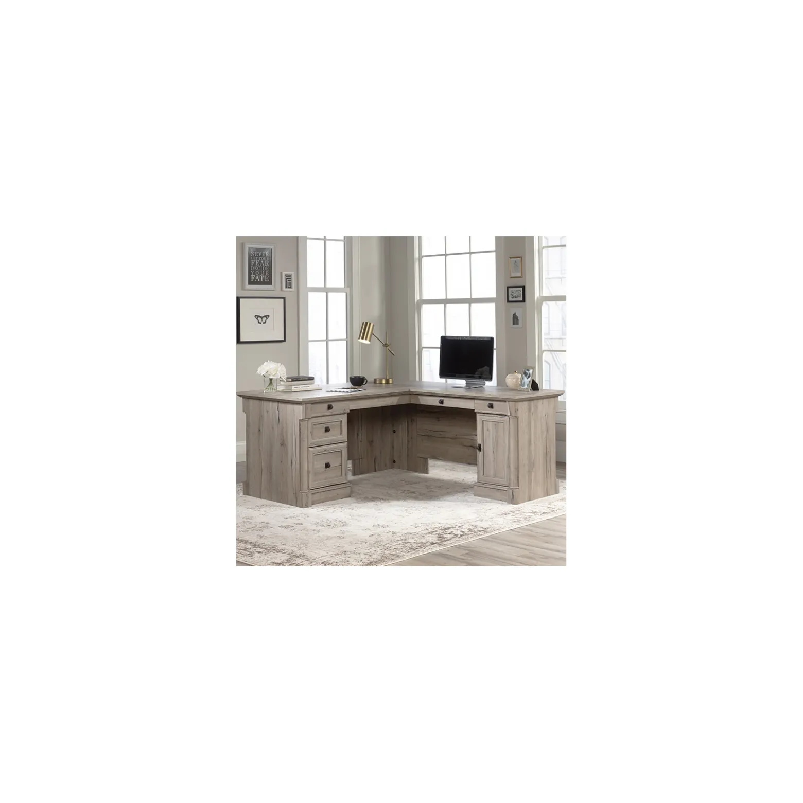 Palladia L-Shaped Desk with File Storage - Right Return
