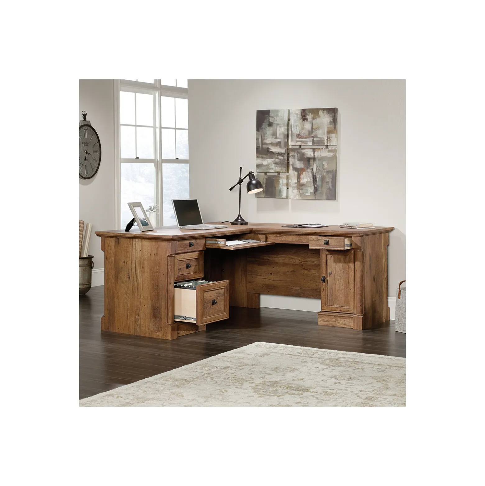 Palladia L-Shaped Desk with File Storage - Right Return