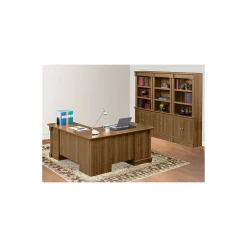Palladia L-Shaped Desk with Bookcase Wall