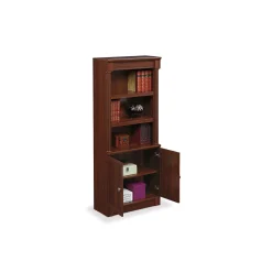 Palladia L-Shaped Desk with Bookcase Wall