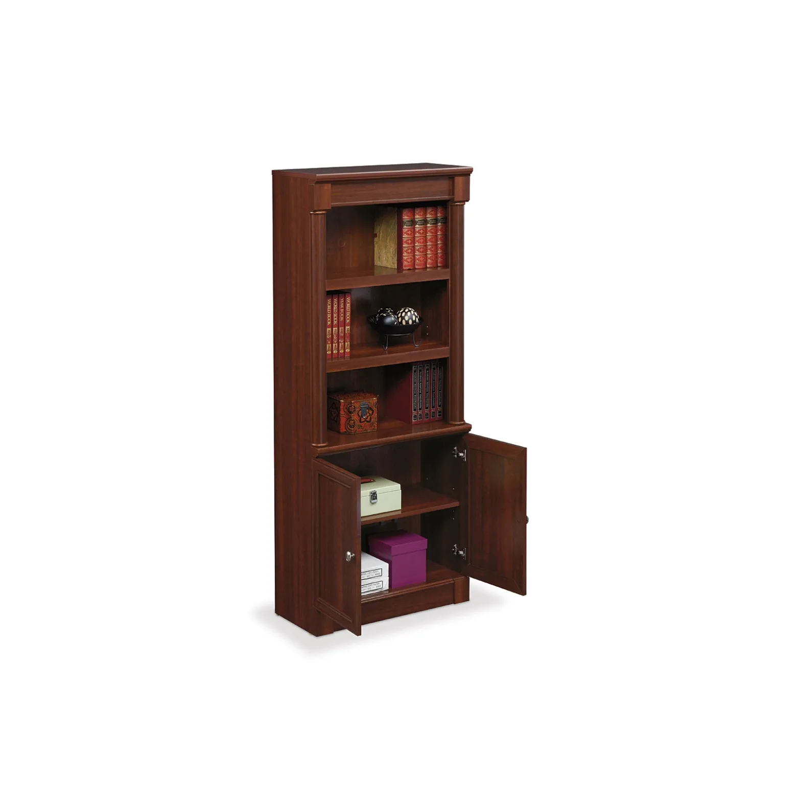 Palladia L-Shaped Desk with Bookcase Wall