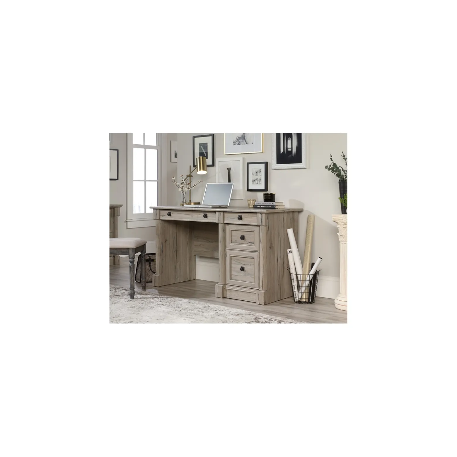 Palladia Single Pedestal Desk with Keyboard Tray
