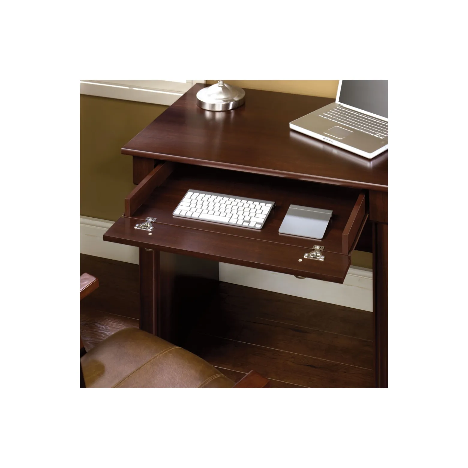 Palladia Single Pedestal Desk with Keyboard Tray