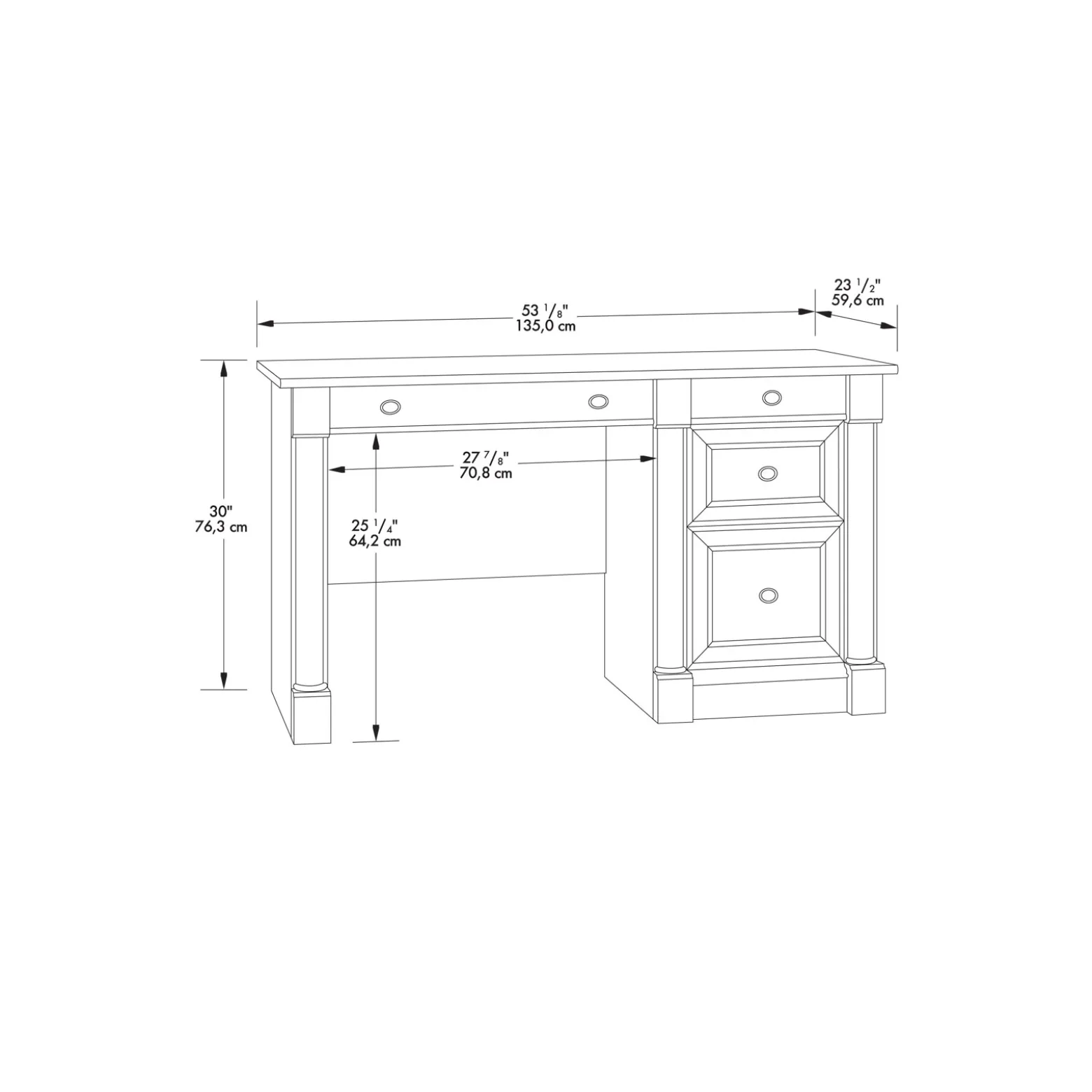 Palladia Single Pedestal Desk with Keyboard Tray