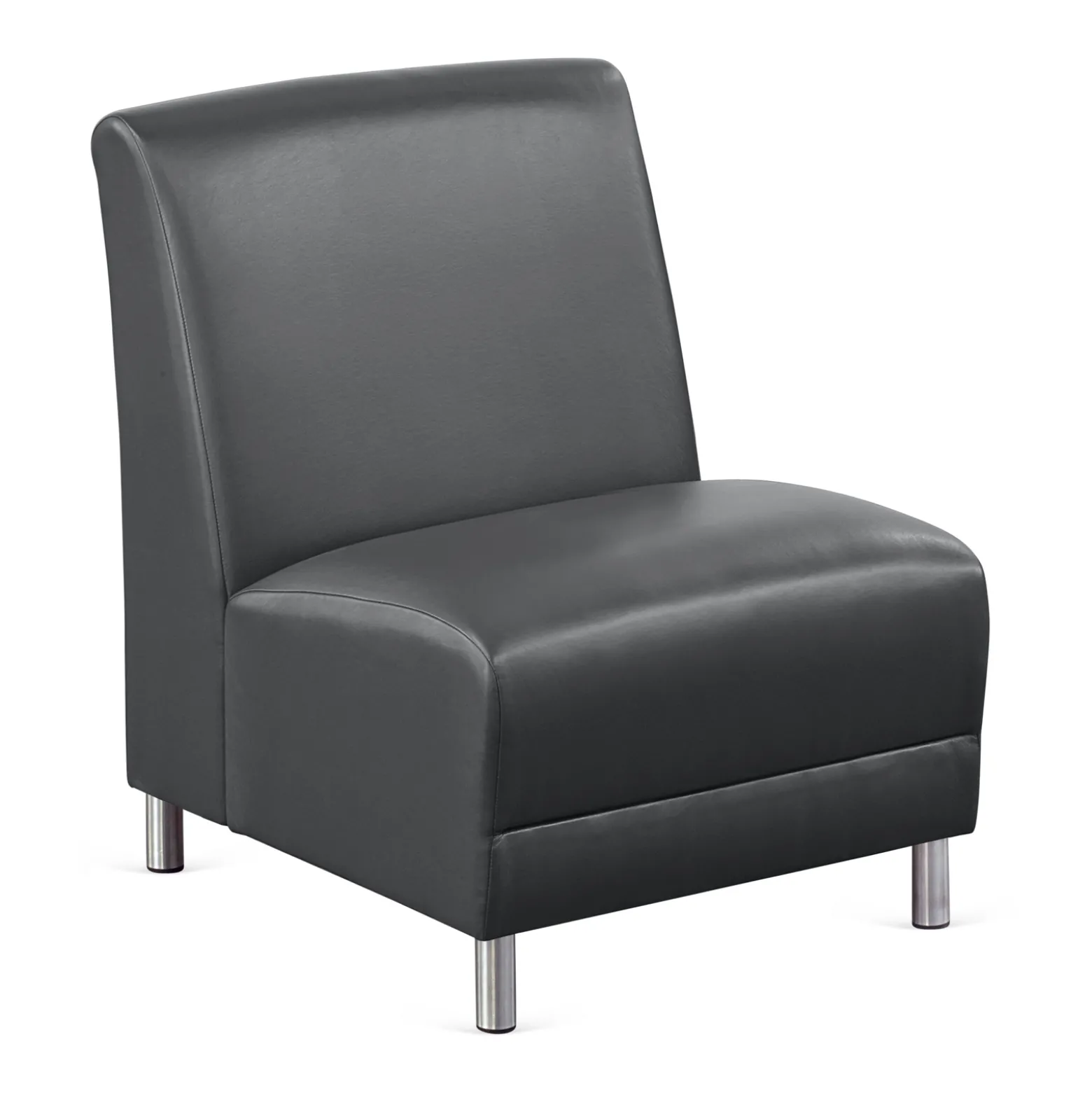 Parkside Armless Oversized Guest Chair in Faux Leather - 25"W