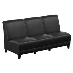 Parkside Armless Three Seat Sofa in Faux Leather - 64.5"W