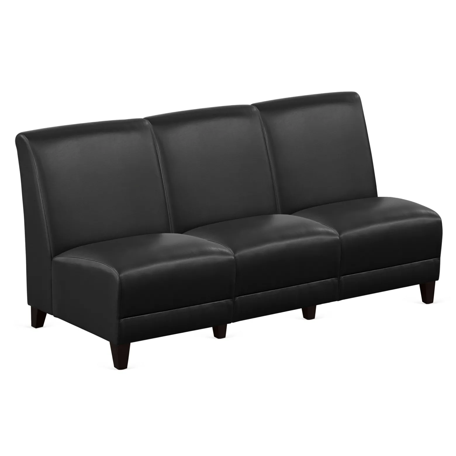 Parkside Armless Three Seat Sofa in Faux Leather - 64.5"W