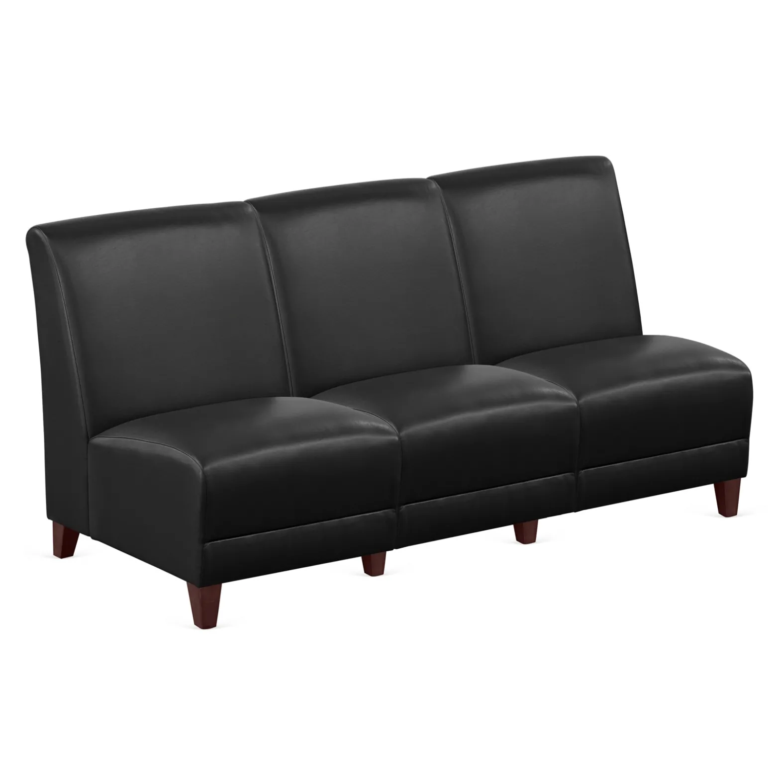 Parkside Armless Three Seat Sofa in Faux Leather - 64.5"W