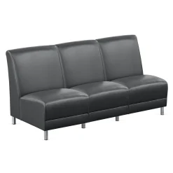 Parkside Armless Three Seat Sofa in Faux Leather - 64.5