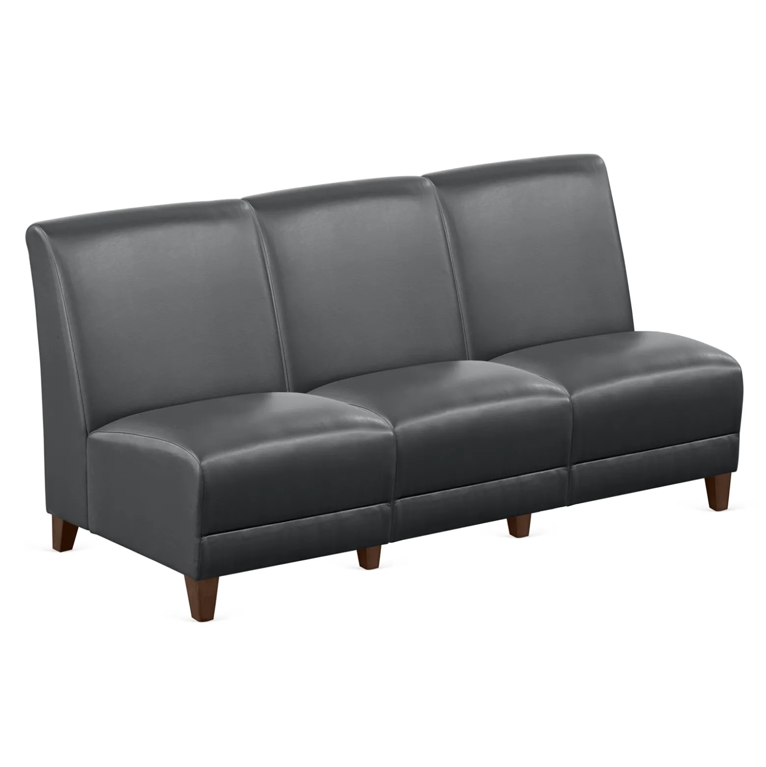 Parkside Armless Three Seat Sofa in Faux Leather - 64.5"W
