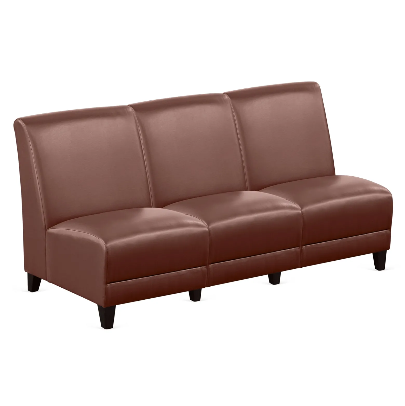 Parkside Armless Three Seat Sofa in Faux Leather - 64.5"W