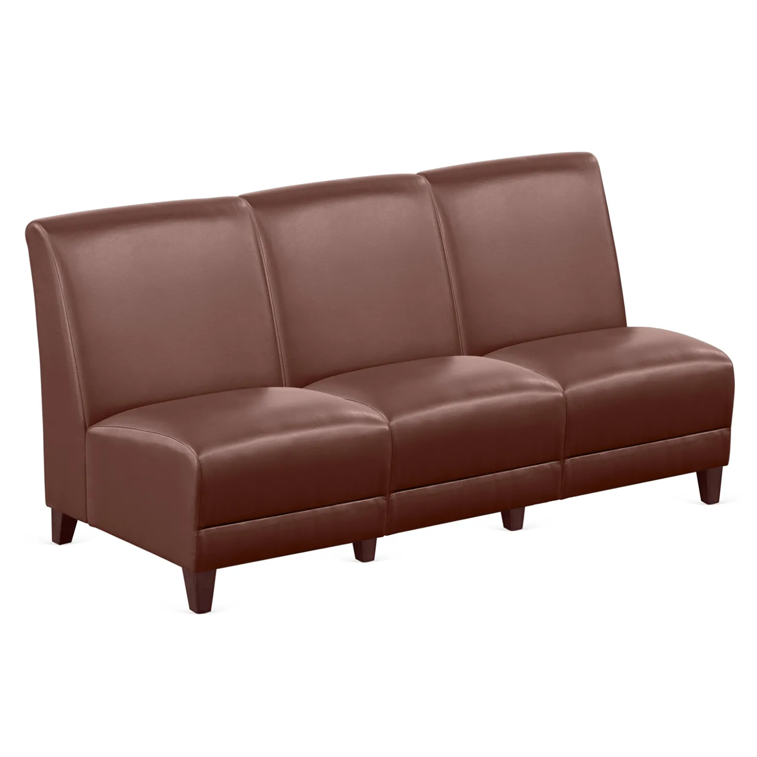 Parkside Armless Three Seat Sofa in Faux Leather - 64.5"W