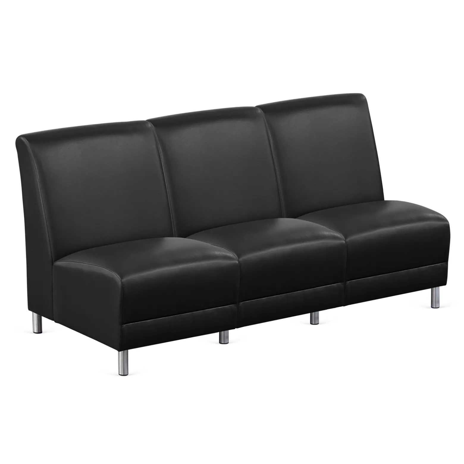 Parkside Armless Three Seat Sofa in Faux Leather - 64.5"W