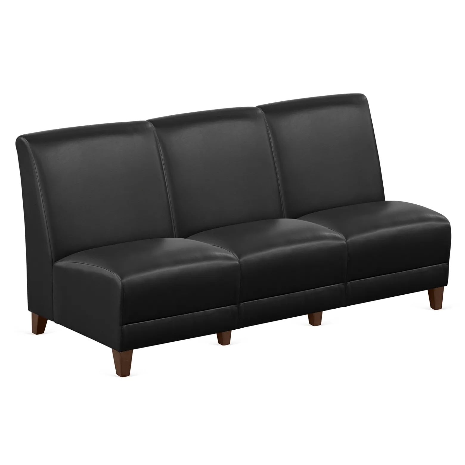 Parkside Armless Three Seat Sofa in Faux Leather - 64.5"W