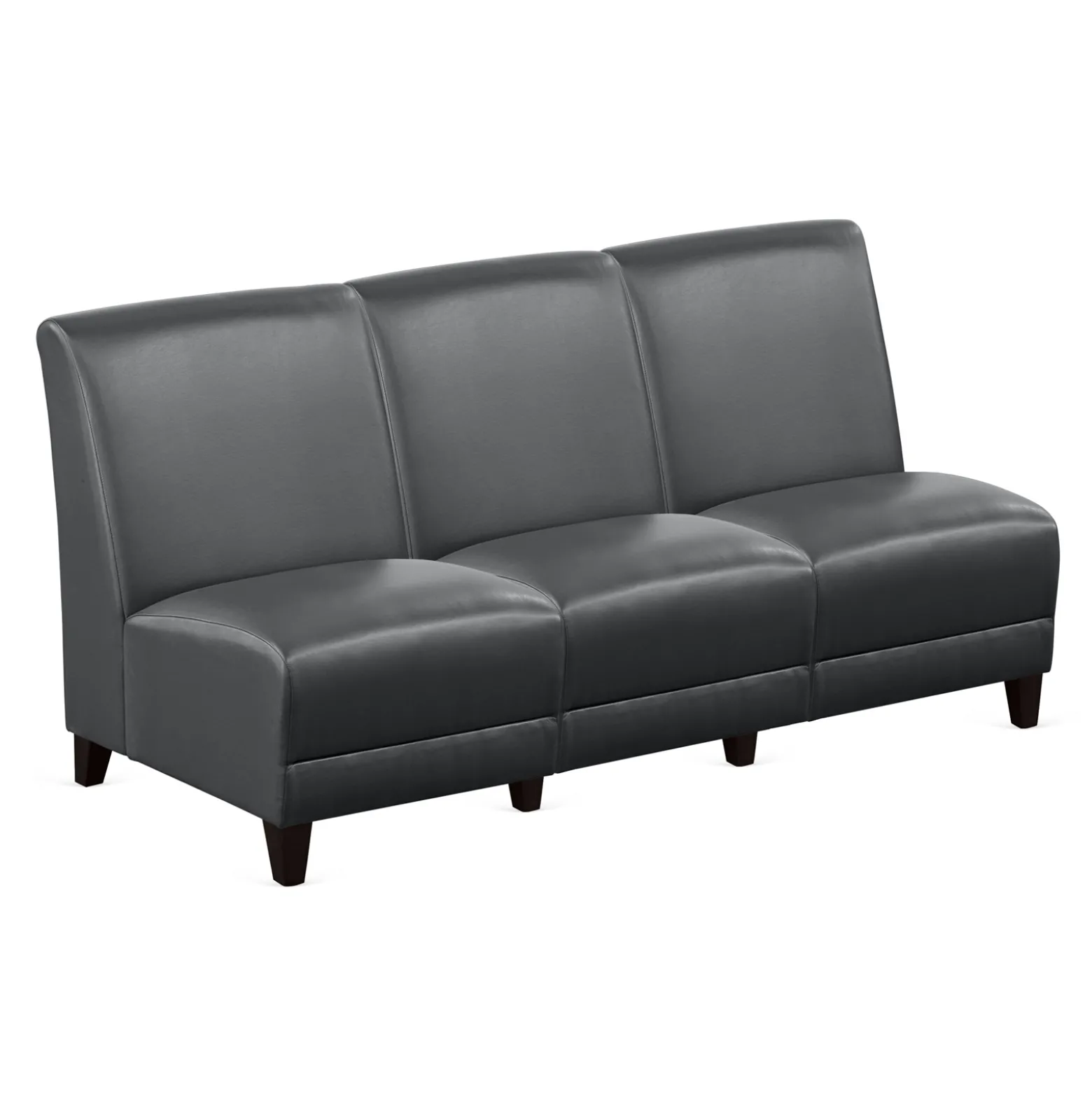 Parkside Armless Three Seat Sofa in Faux Leather - 64.5"W