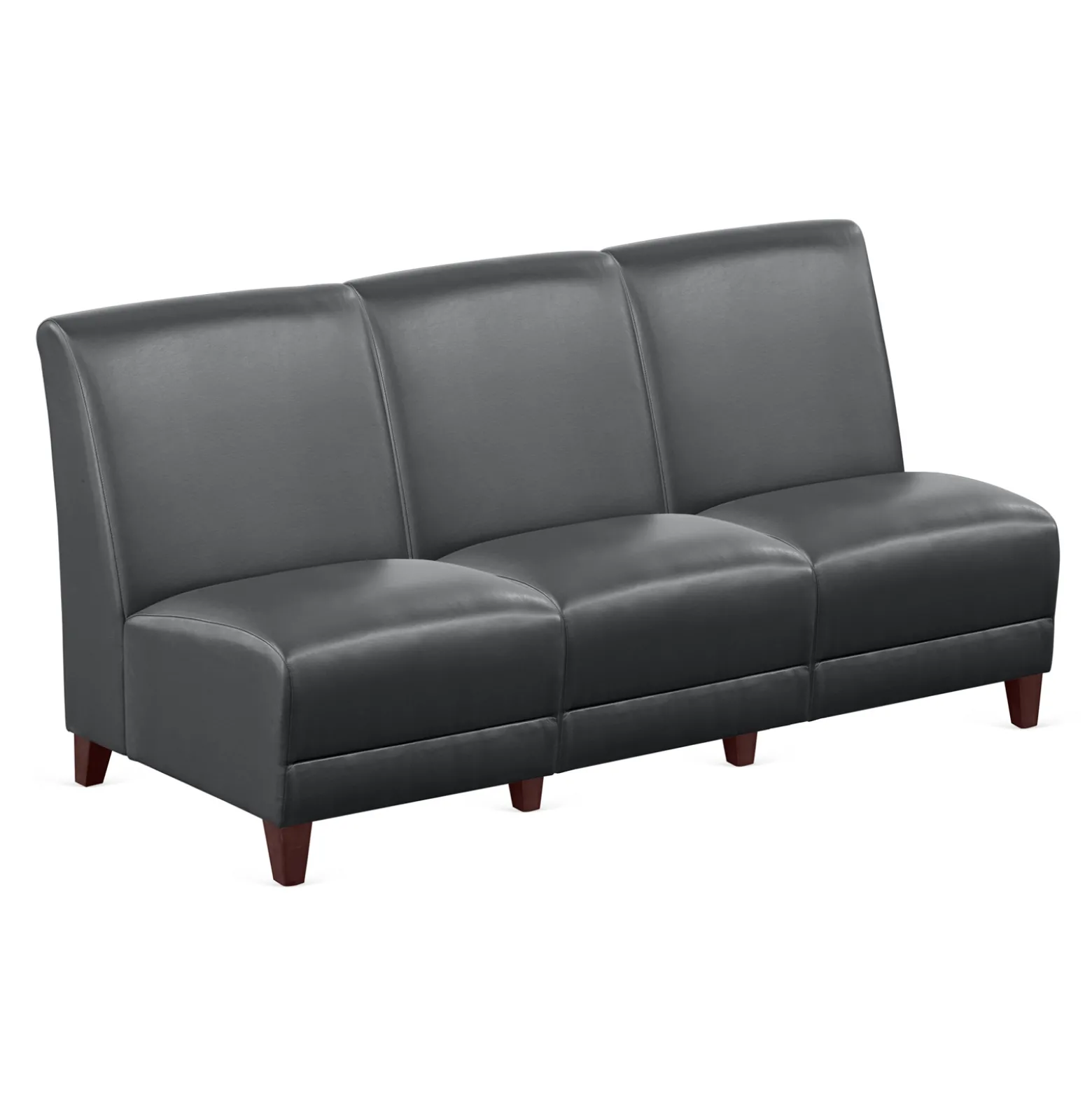 Parkside Armless Three Seat Sofa in Faux Leather - 64.5"W