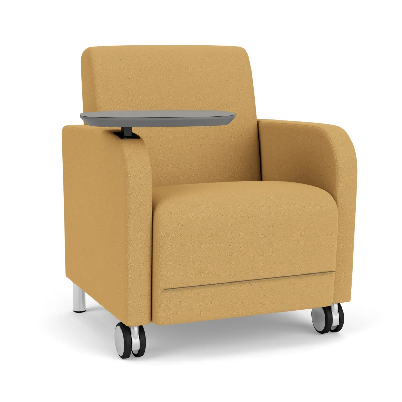 Parkside Guest Chair with Swivel Tablet and Casters in Standard Upholstery