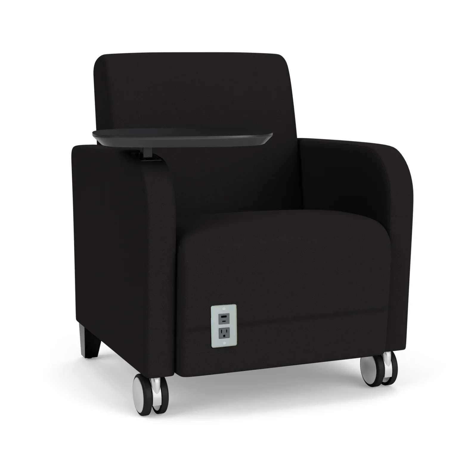 Parkside Guest Chair with Swivel Tablet and Casters in Standard Upholstery