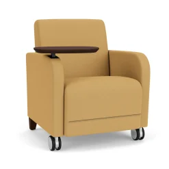 Parkside Guest Chair with Swivel Tablet and Casters in Standard Upholstery