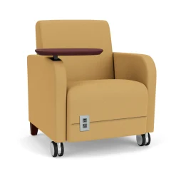 Parkside Guest Chair with Swivel Tablet and Casters in Standard Upholstery