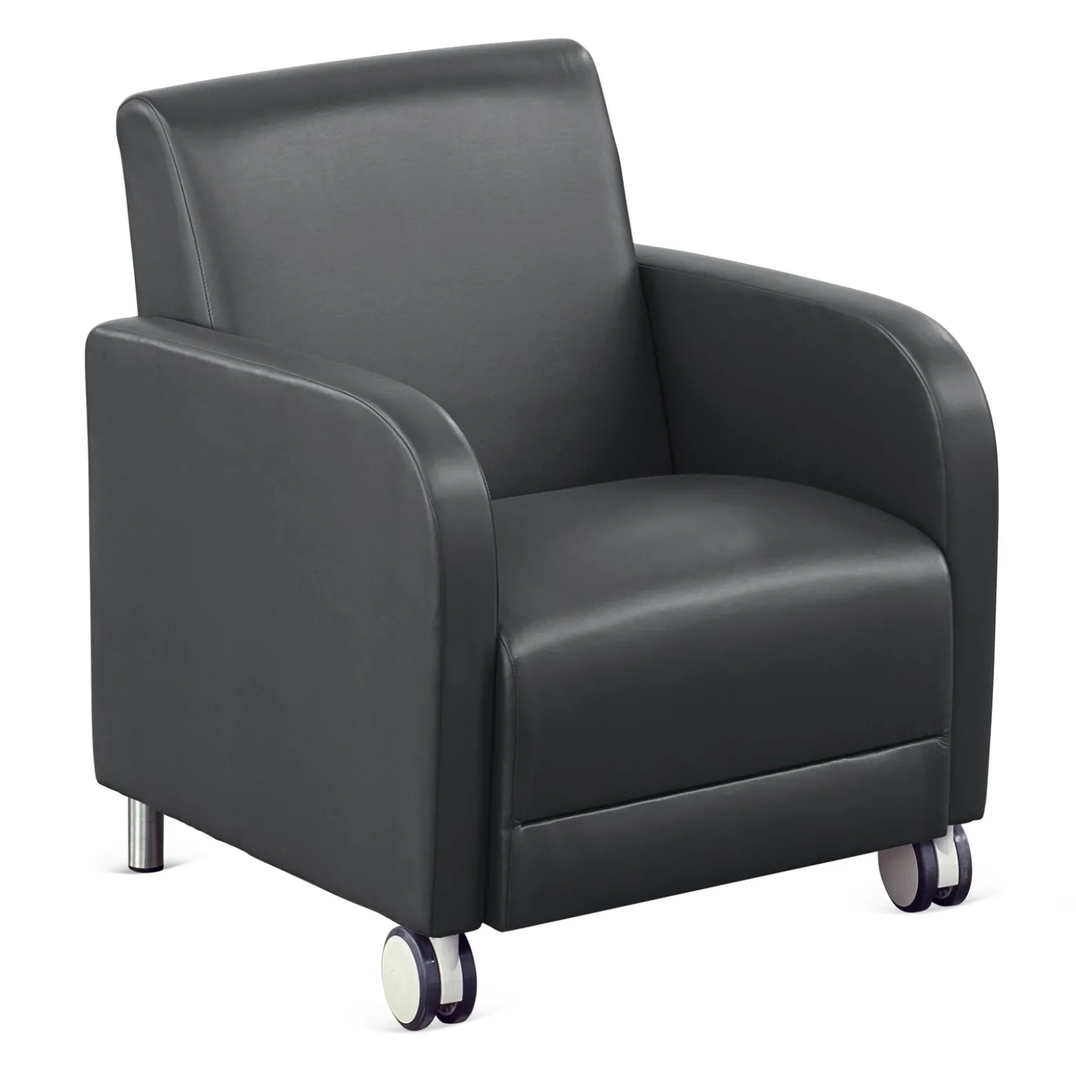 Parkside Guest Chair with Casters in Faux Leather - 27"W