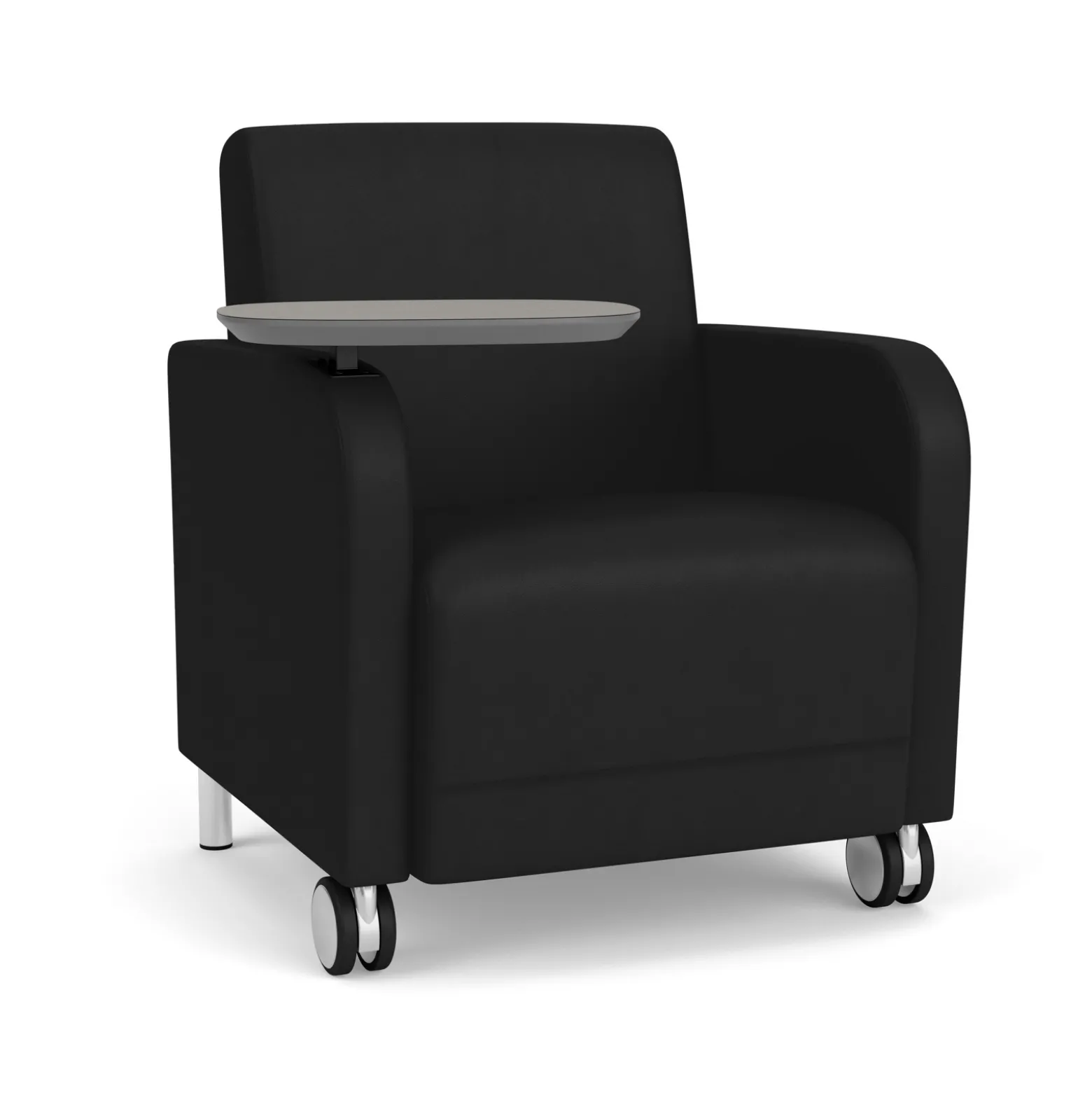Parkside Guest Chair with Swivel Tablet and Casters in Designer Upholstery