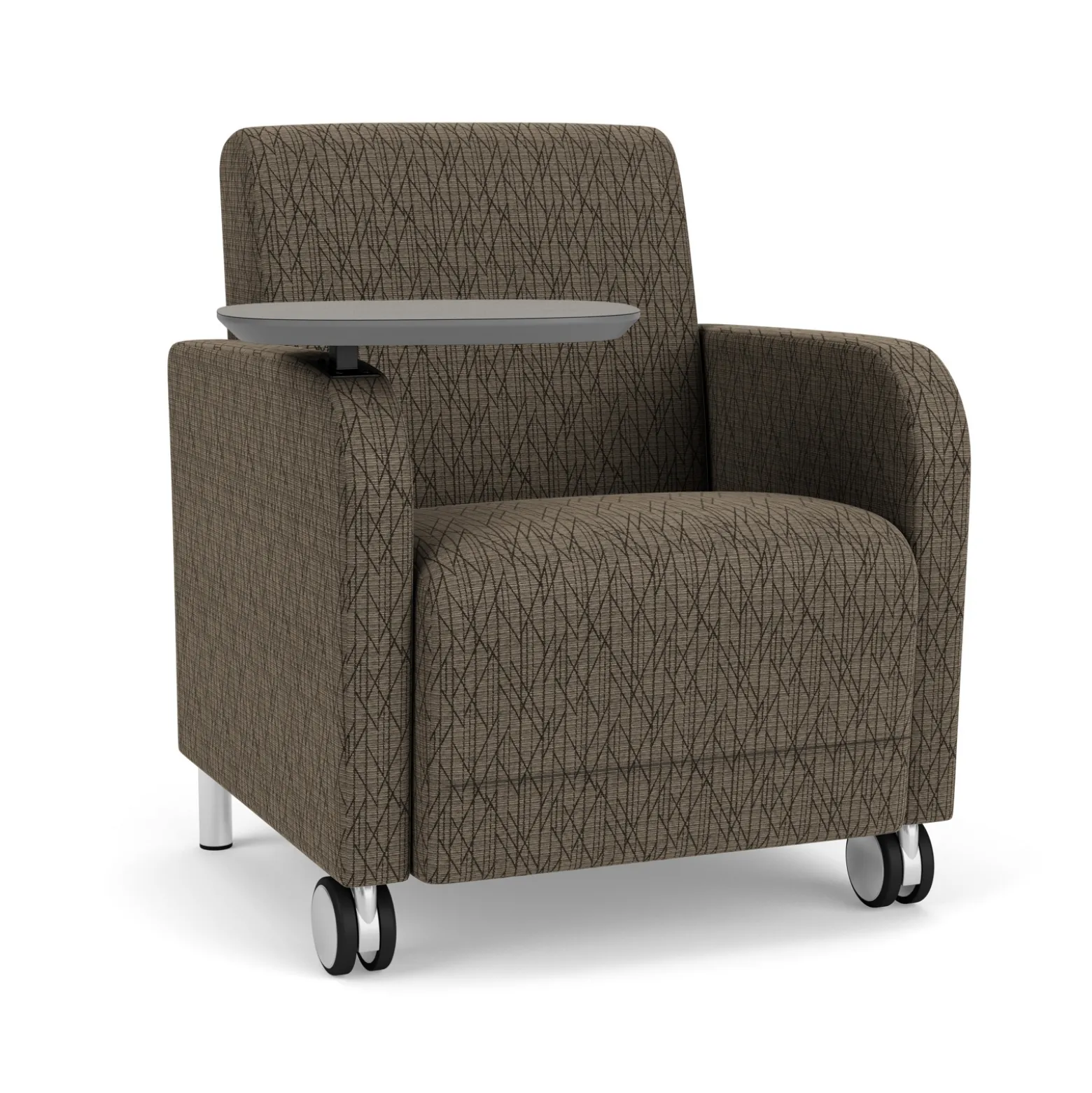 Parkside Guest Chair with Swivel Tablet and Casters in Designer Upholstery
