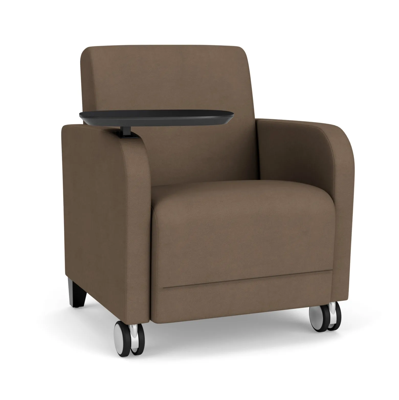 Parkside Guest Chair with Swivel Tablet and Casters in Designer Upholstery