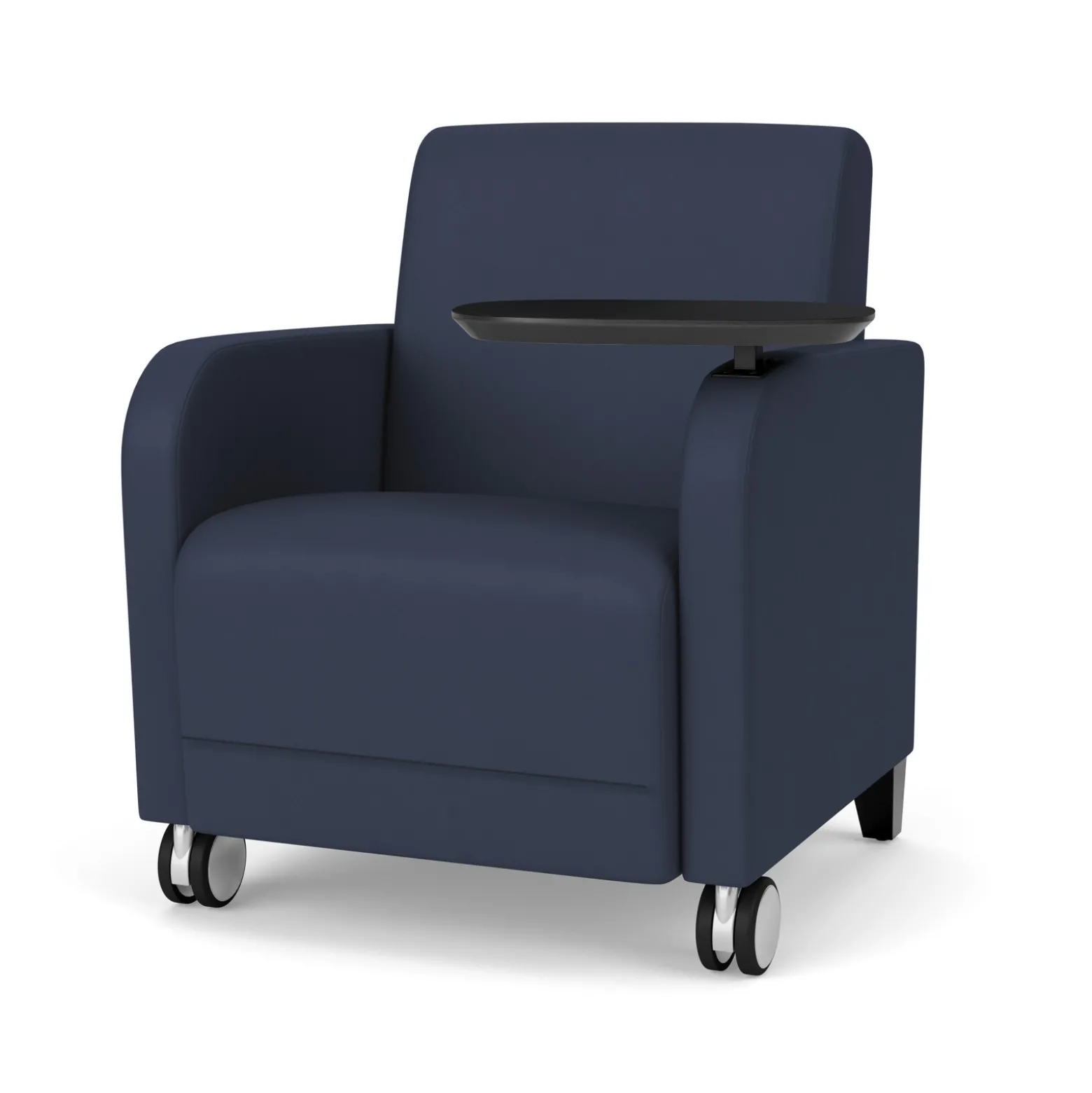Parkside Guest Chair with Swivel Tablet and Casters in Designer Upholstery