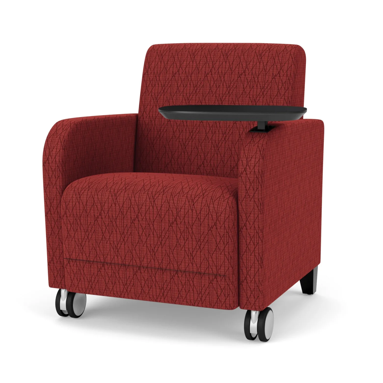 Parkside Guest Chair with Swivel Tablet and Casters in Designer Upholstery