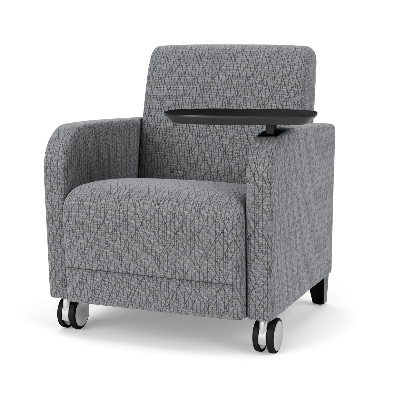 Parkside Guest Chair with Swivel Tablet and Casters in Designer Upholstery