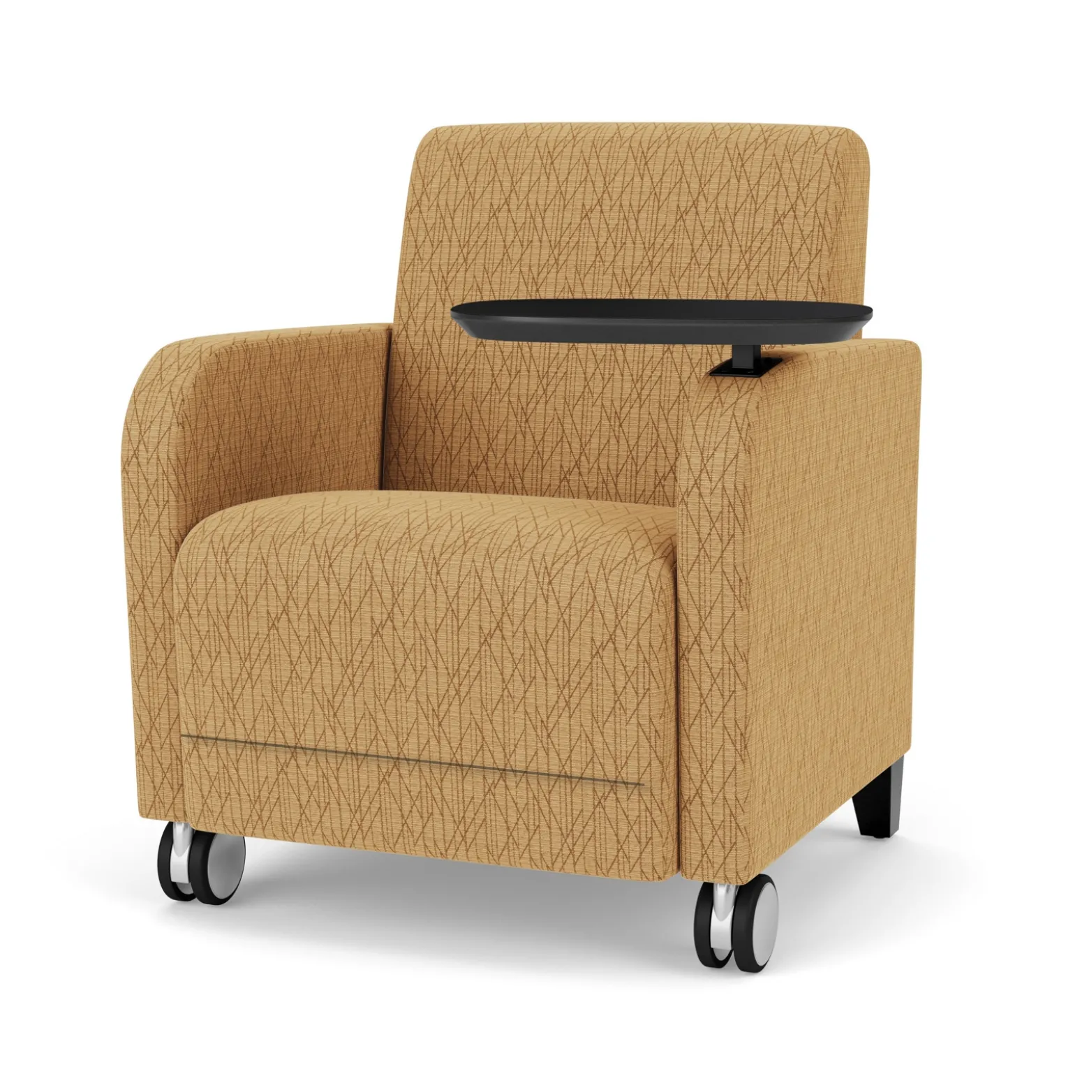 Parkside Guest Chair with Swivel Tablet and Casters in Designer Upholstery