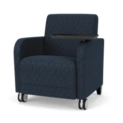 Parkside Guest Chair with Swivel Tablet and Casters in Designer Upholstery
