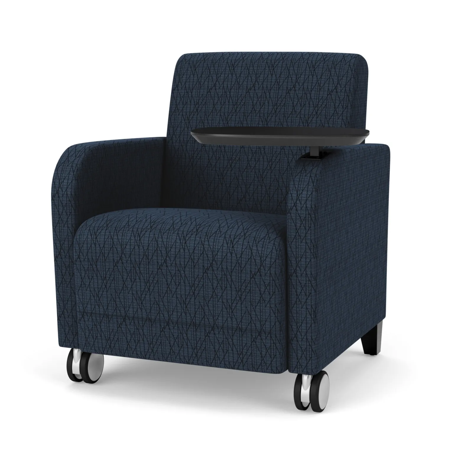 Parkside Guest Chair with Swivel Tablet and Casters in Designer Upholstery